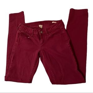Burgundy Arizona jeans. Size 3